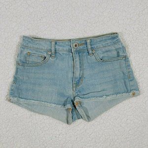 Bullhead Denim Co. Super High Rise Shorty Frayed Hem Jean Shorts Size 0
